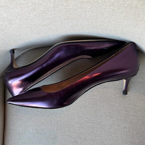 Miu Miu Purple Leather Pointed Toe Pumps - Italian Designer Heels US 8.5 EU 39 - Picture 6 of 12